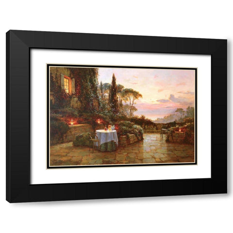 Terrace in Liguria Black Modern Wood Framed Art Print with Double Matting by Obuchovsky, Yury