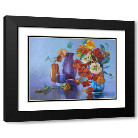 Still Life with blue Background Black Modern Wood Framed Art Print with Double Matting by Rogozina, Svetlana