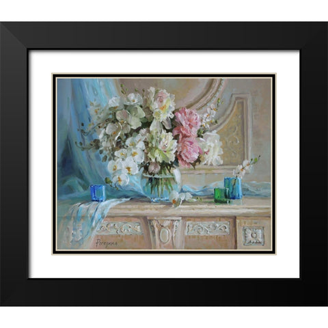 Still Life with Blue Veil Black Modern Wood Framed Art Print with Double Matting by Rogozina, Svetlana
