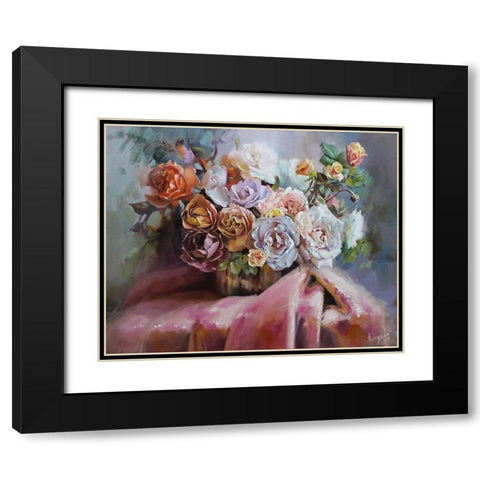 Bouquet of Aromat Roses Black Modern Wood Framed Art Print with Double Matting by Rogozina, Svetlana