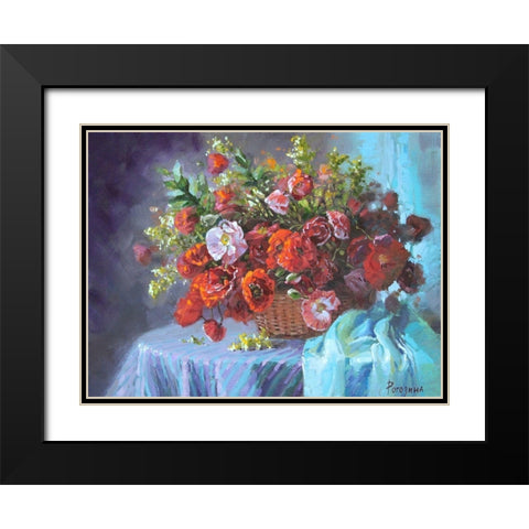 Summer Bouquet Black Modern Wood Framed Art Print with Double Matting by Rogozina, Svetlana