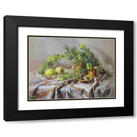 Still Life with Acacia Black Modern Wood Framed Art Print with Double Matting by Rogozina, Svetlana