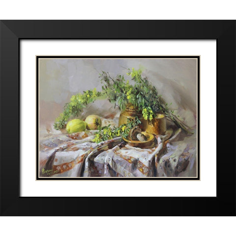 Still Life with Acacia Black Modern Wood Framed Art Print with Double Matting by Rogozina, Svetlana