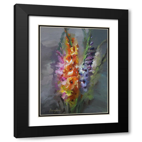 Bouquet with Gladiolus Black Modern Wood Framed Art Print with Double Matting by Rogozina, Svetlana