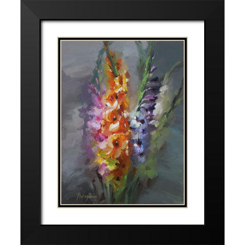Bouquet with Gladiolus Black Modern Wood Framed Art Print with Double Matting by Rogozina, Svetlana
