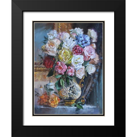 Holidays Bouquet Black Modern Wood Framed Art Print with Double Matting by Rogozina, Svetlana