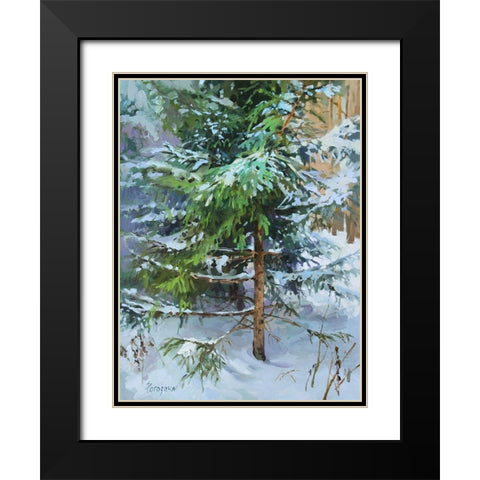 Winter Tree Black Modern Wood Framed Art Print with Double Matting by Rogozina, Svetlana