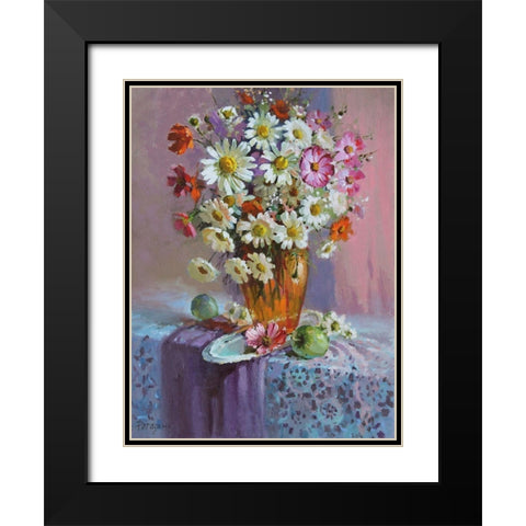 Summer Bouquet Black Modern Wood Framed Art Print with Double Matting by Rogozina, Svetlana