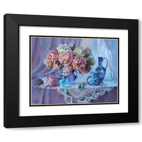 Flowers and Glasses Black Modern Wood Framed Art Print with Double Matting by Rogozina, Svetlana