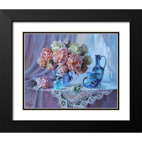 Flowers and Glasses Black Modern Wood Framed Art Print with Double Matting by Rogozina, Svetlana
