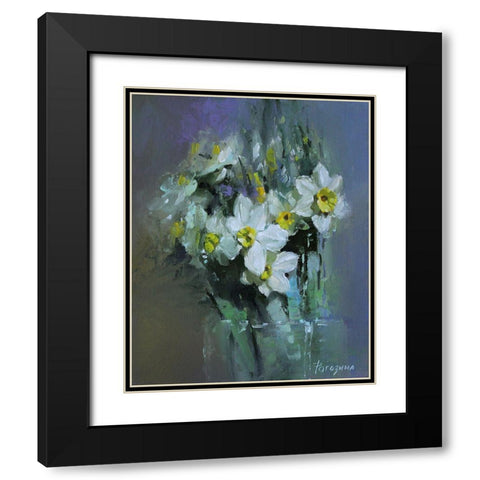 Daffodils Black Modern Wood Framed Art Print with Double Matting by Rogozina, Svetlana