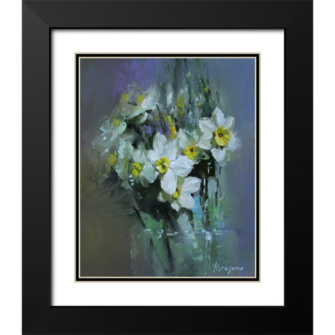 Daffodils Black Modern Wood Framed Art Print with Double Matting by Rogozina, Svetlana