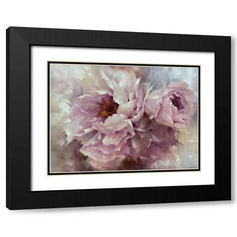 Pink Peonies Black Modern Wood Framed Art Print with Double Matting by Singatullin, Marsel