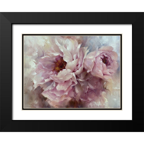 Pink Peonies Black Modern Wood Framed Art Print with Double Matting by Singatullin, Marsel