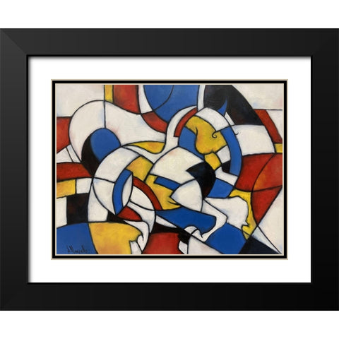 Pete Mondrians Horse Black Modern Wood Framed Art Print with Double Matting by Singatullin, Marsel