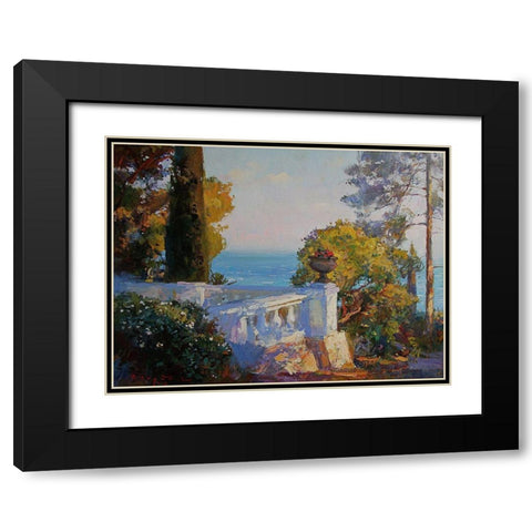 White Terrace by the Sea Black Modern Wood Framed Art Print with Double Matting by Sviridov, Sergei