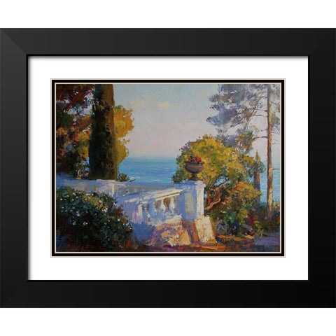 White Terrace by the Sea Black Modern Wood Framed Art Print with Double Matting by Sviridov, Sergei