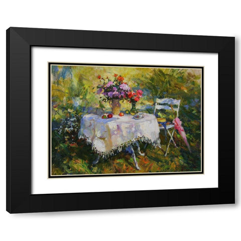 A Table in Garden IV Black Modern Wood Framed Art Print with Double Matting by Sviridov, Sergei