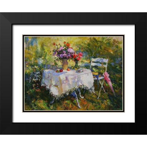 A Table in Garden IV Black Modern Wood Framed Art Print with Double Matting by Sviridov, Sergei