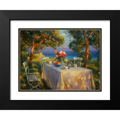 A Table in Garden V Black Modern Wood Framed Art Print with Double Matting by Sviridov, Sergei