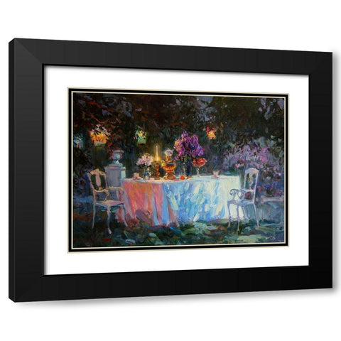 A Table in Garden VII Black Modern Wood Framed Art Print with Double Matting by Sviridov, Sergei