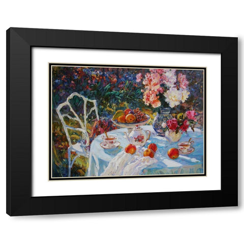 A Table in Garden VIII Black Modern Wood Framed Art Print with Double Matting by Sviridov, Sergei