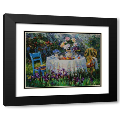 A Table in Garden IX Black Modern Wood Framed Art Print with Double Matting by Sviridov, Sergei