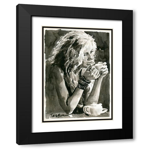Angelic Look Black Modern Wood Framed Art Print with Double Matting by Tashe