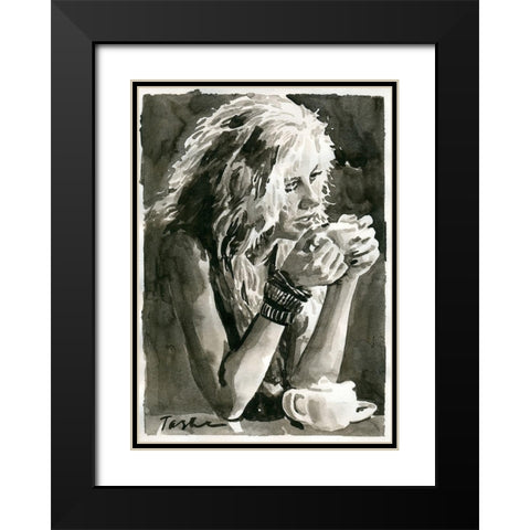 Angelic Look Black Modern Wood Framed Art Print with Double Matting by Tashe