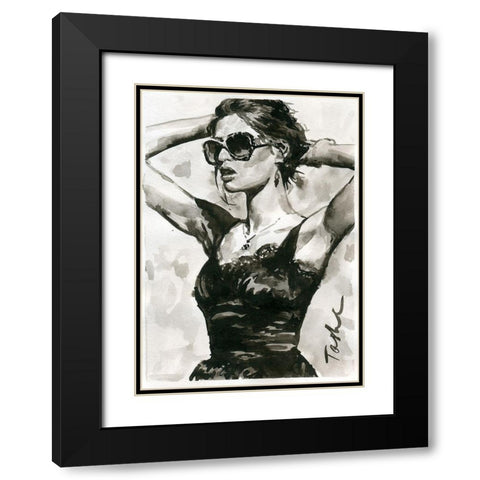 Fashionista Black Modern Wood Framed Art Print with Double Matting by Tashe