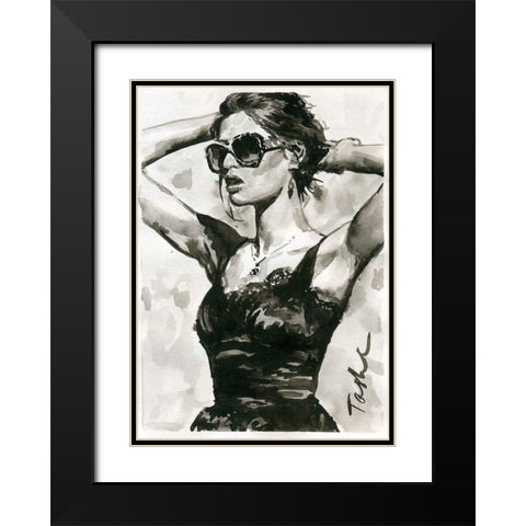 Fashionista Black Modern Wood Framed Art Print with Double Matting by Tashe