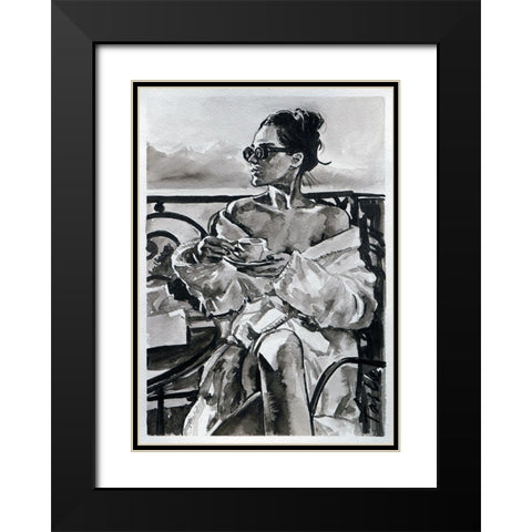 Lazy Morning Black Modern Wood Framed Art Print with Double Matting by Tashe