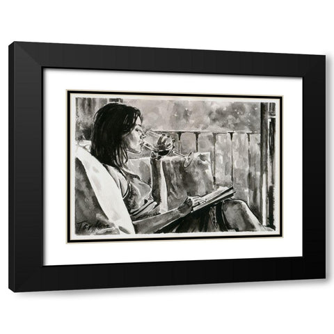 Good Evening Black Modern Wood Framed Art Print with Double Matting by Tashe