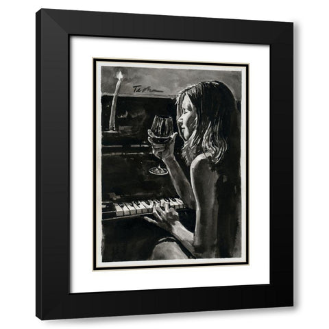 Romanitc Evening with Candles Black Modern Wood Framed Art Print with Double Matting by Tashe