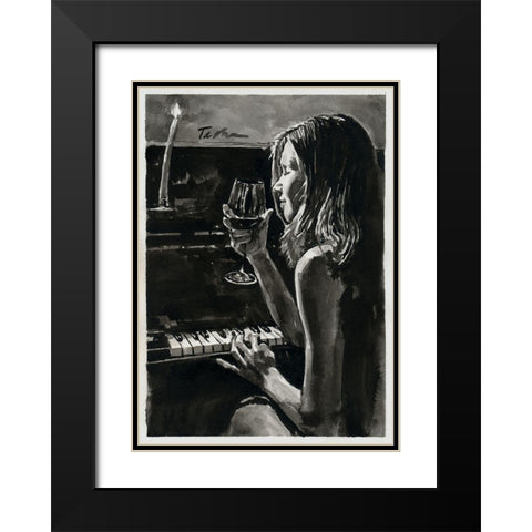 Romanitc Evening with Candles Black Modern Wood Framed Art Print with Double Matting by Tashe