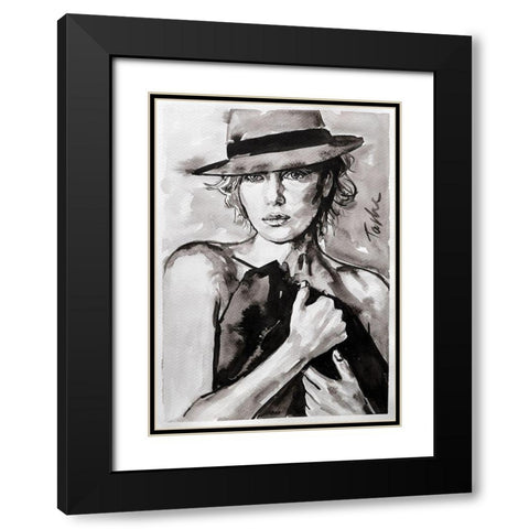Prettiest Girl Black Modern Wood Framed Art Print with Double Matting by Tashe