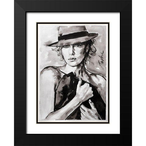 Prettiest Girl Black Modern Wood Framed Art Print with Double Matting by Tashe