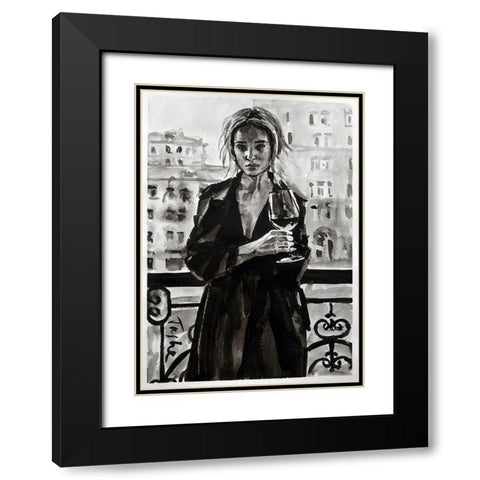 Prague Black Modern Wood Framed Art Print with Double Matting by Tashe