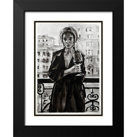 Prague Black Modern Wood Framed Art Print with Double Matting by Tashe