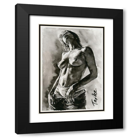 Undressing Black Modern Wood Framed Art Print with Double Matting by Tashe