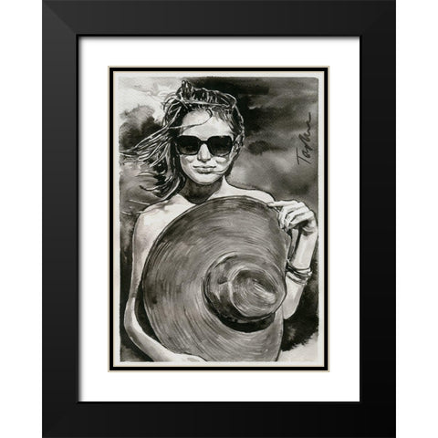 Sunny Mood Black Modern Wood Framed Art Print with Double Matting by Tashe