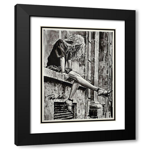 Just Happy Black Modern Wood Framed Art Print with Double Matting by Tashe
