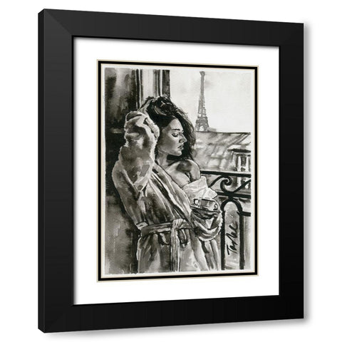 Morning in Paris Black Modern Wood Framed Art Print with Double Matting by Tashe