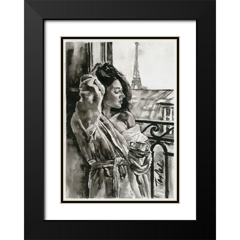 Morning in Paris Black Modern Wood Framed Art Print with Double Matting by Tashe