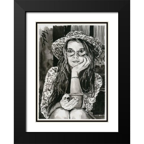 Summer Time Black Modern Wood Framed Art Print with Double Matting by Tashe