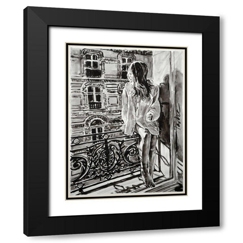 Sunday Morning Black Modern Wood Framed Art Print with Double Matting by Tashe