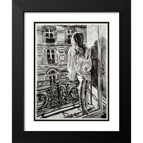 Sunday Morning Black Modern Wood Framed Art Print with Double Matting by Tashe
