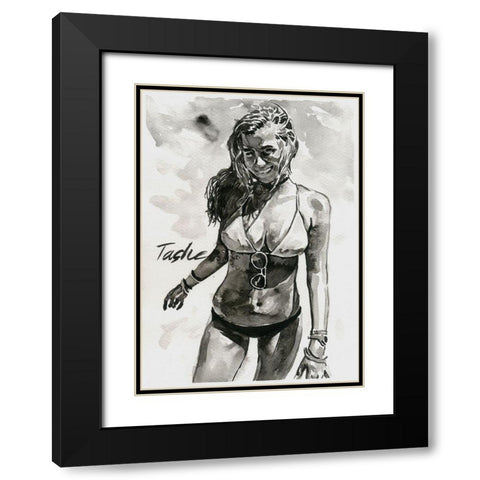 Just Happy Black Modern Wood Framed Art Print with Double Matting by Tashe