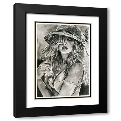 Sunkissed Girl Black Modern Wood Framed Art Print with Double Matting by Tashe