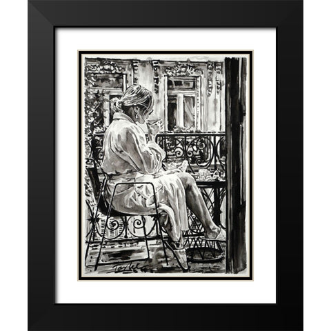 Weekend in Paris Black Modern Wood Framed Art Print with Double Matting by Tashe